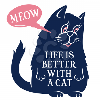 Vector illustration of a cute Cat for t shirt printing. Funny graphic slogan for Child t-shirt design