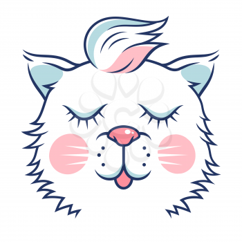Cute cat for childish t-shirt design. Cute kitten vector illustration