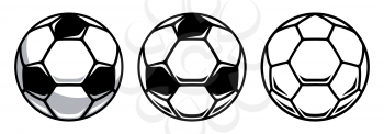 Soccer ball or football ball. Black and white vector illustration. Set of Soccer ball icons