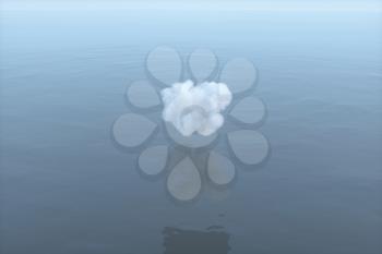The cloud floating on the lake,peaceful scene,3d rendering.Computer digital drawing.