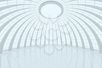 Round hall architecture background, 3d rendering. Computer digital drawing.