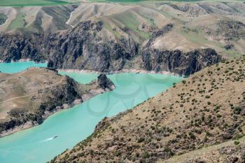 Steep valleys and winding rivers. Shot in Xinjiang, China.