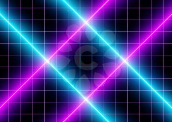 3D Neon Cyberspace Blue and Violet Lights, Futuristic Abstract Grid Lines, Led  Glow Lines, Futuristic Laser Association. Digital Surface Background. Sci-Fi Style. Eps10 Vector Illustration - Vector