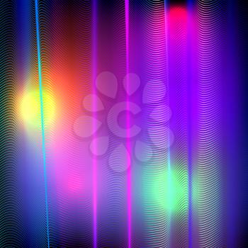Abstract Futuristic Background with Colorfuls Curve Lines. Conceptual Artistic Template with Motion Elements, Symbols for Banners, Cards, Posters, Pattern. Vector Illustration Electronic Art Design Style.