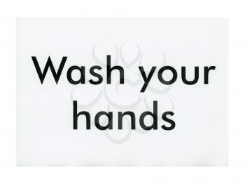 Makeshift wash your hands sign printed on A4 sheet