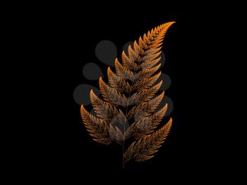 Orange Barnsley set fern abstract fractal illustration useful as a background