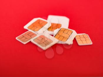 Many mini micro and nano sim cards for mobile telephone