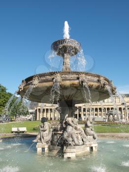 Fountain in Schlossplatz (Castle square) in Stuttgart, Germany