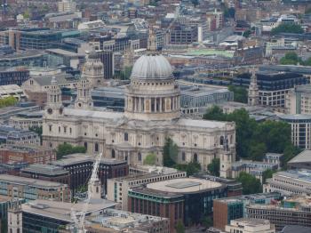 Aerial view of St Paul cathedral in London, UK