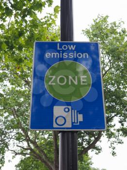 Low emission zone sign in London, UK