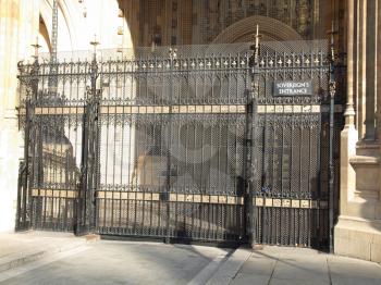 Sovereigns entrance gate at Houses of Parliament Westminster Palace London