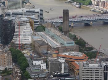 Aerial view of Tate Modern art gallery in London, UK