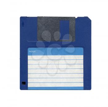 Magnetic diskette for personal computer data storage aka floppy disk isolated over white