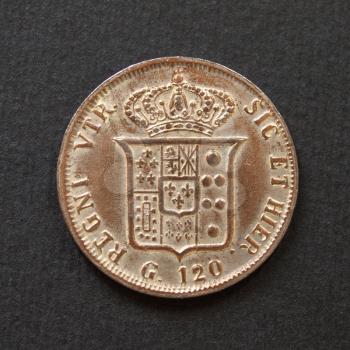 Vintage Italian coin from the reign of Naples