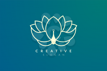 Flower and peacock design combined. Modern minimalist and elegant vector illustration. Suitable for patterns, labels, brands, icons or logos