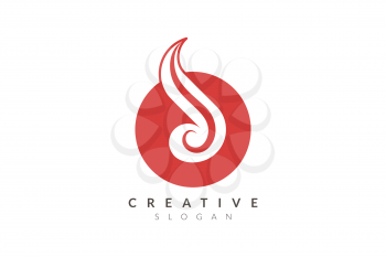 Logo design combines circle with fire. Minimalist and modern vector illustration design suitable for business or brand