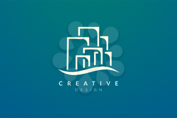 Minimalist and flat city building logo design. Simple and modern vector design for your business brand or product