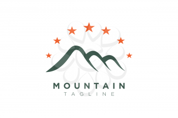Design of a combination of mountain and stars. Minimalist and simple vector