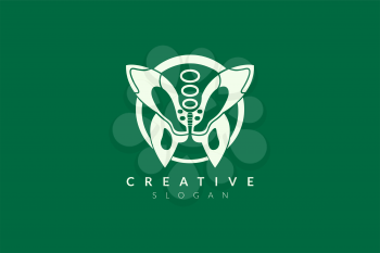 Logo design of the pelvis with a butterfly shape. Minimalist and modern vector illustration design suitable for business or healthcare brands.
