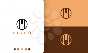 circle piano logo in simple and modern style suitable for pianist or music studio