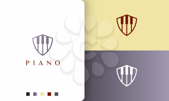 shield piano logo or icon in a simple and modern style