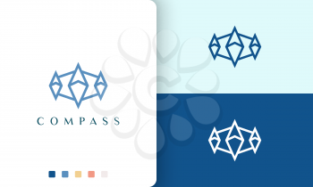 ship or adventure logo vector design with simple and modern compass shape