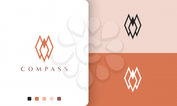 direction or compass logo vector design with simple and minimalist style
