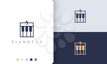 simple and modern piano note logo or icon