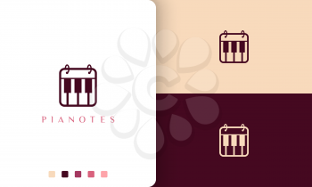 simple and modern piano note logo or icon