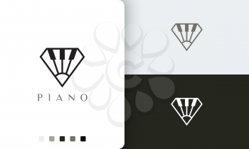 simple and modern piano logo or icon in diamond shape