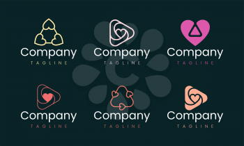 Heart shape abstract logo design template. Set of graphic elements, suitable for any business brand that represents love and feelings