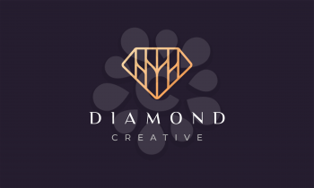 creative abstract diamond logo in modern and luxury style with gold color