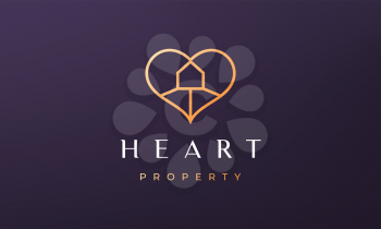 love property logo concept with feminine and luxurious style