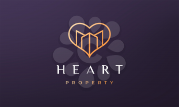 love property logo concept with feminine and luxurious style