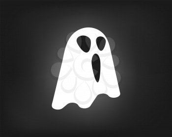 Illustration of ghostly character flying on a dark halloween night