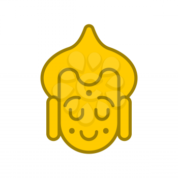 Buddha face Emoji avatar. Buddhist statue head. Meditation and enlightenment.
