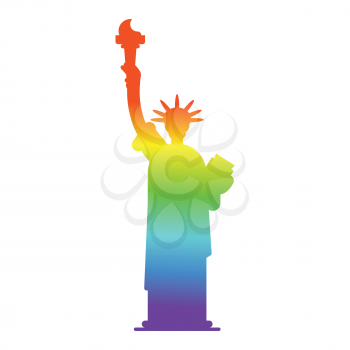 Statue of Liberty colors of LGBT flag. Landmark America in gay sign. USA Sculpture New York. American symbol of freedom
