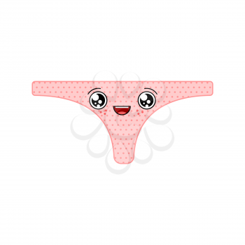 Thong kawaii Cute cartoon. Funny Underpants. Sweet women's panties vector illustration

