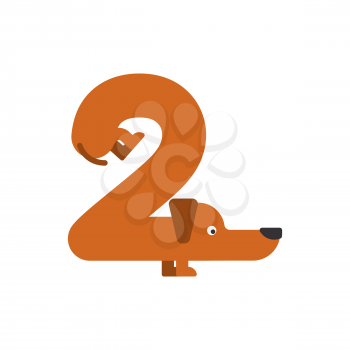 Figure 2 dog. Dachshund font two. Home pet ABC symbol. Home animal An Alphabet Sign
