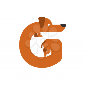 Letter G is dog. pet font. Dachshund alphabet. Lettering home animal