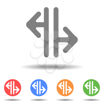 Arrows pointing outside icon vector logo with isolated background