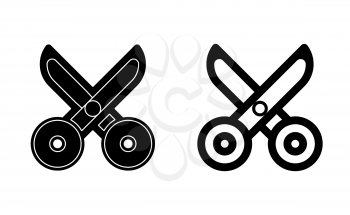 Scissor linear icon vector, black and white version