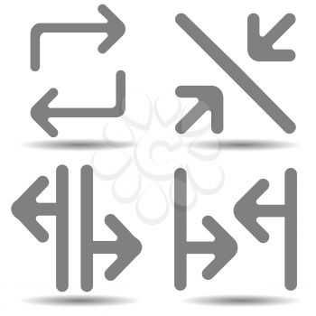 Arrow vector icon set in simple style