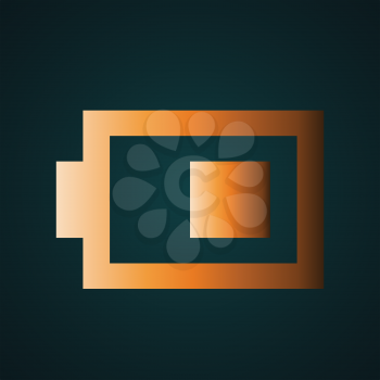 Half battery icon vector logo. Gradient gold concept with dark background