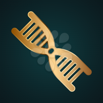 DNA molecule icon vector logo. Gradient gold metal with dark background