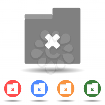 Folder file with an x sign icon vector