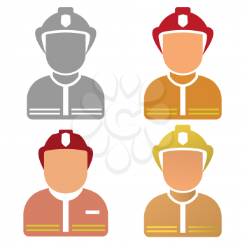 Firefighter Character set. Vector illustration on a white background.