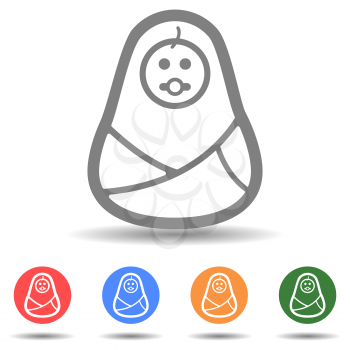 Swaddled baby vector icon in simple style