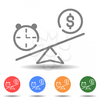 Scale balance of time is money vector icon
