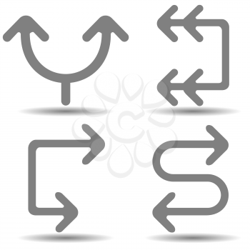 Arrow vector icon set in simple style